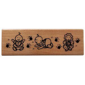 Baby Themed Rubber Stamp With Handprints By PSX